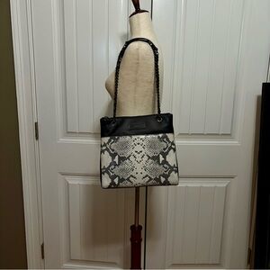 NWOT DKNY Leather Black & Snakeskin Embossed Handbag